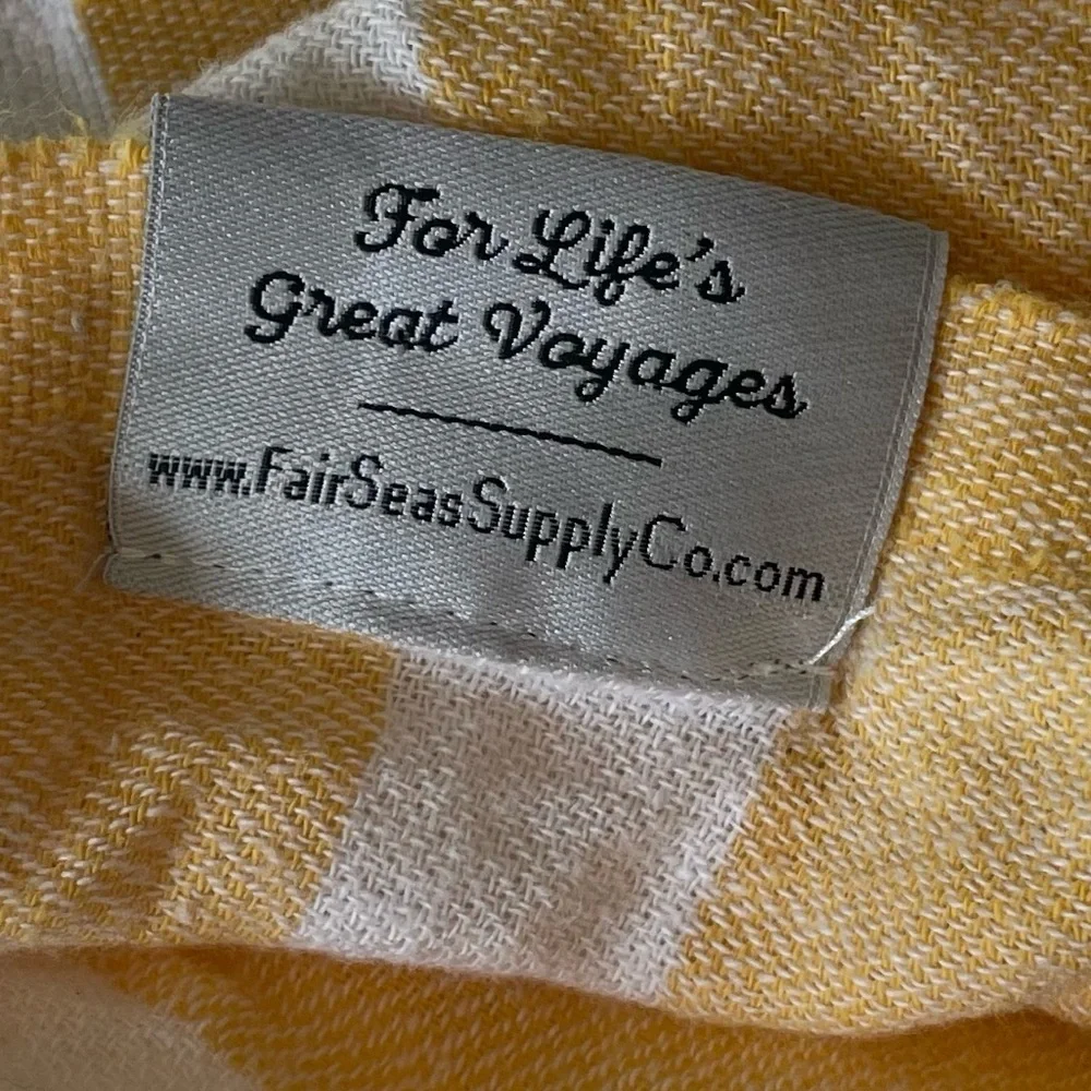 FAIR SEAS SUPPLY CO. Cotton Turkish Towel Scarf Yellow White Stripes